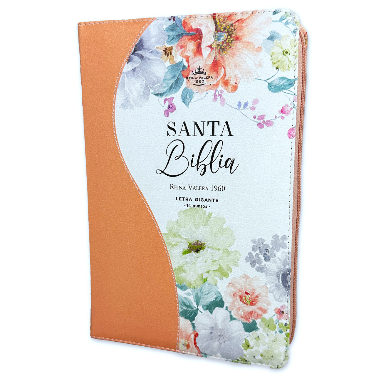 Bible with Manual Giant Letter Closure 14 points RV1960 imitation floral leather coral butterfly with index and floral edge