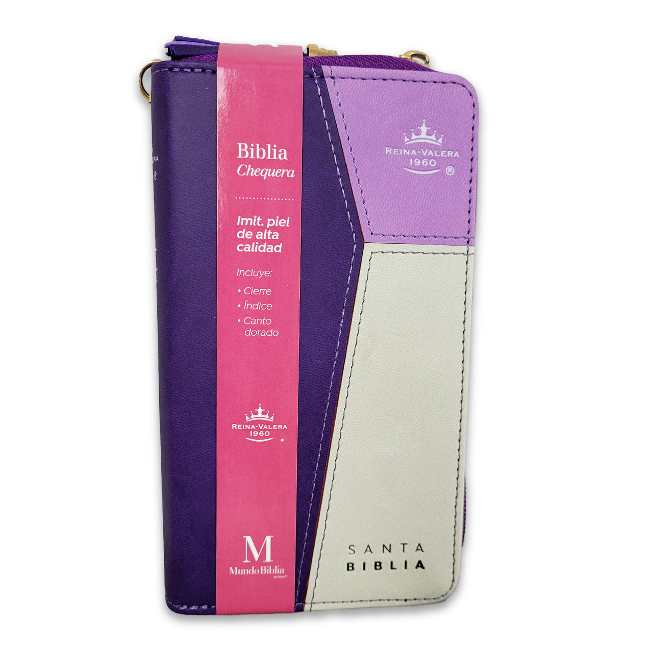 RV1960 Checkbook Bible, imitation lilac and light grey leather with index