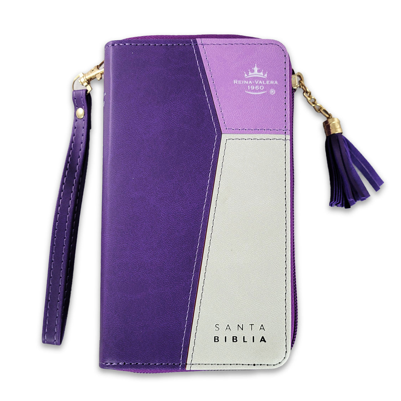 RV1960 Checkbook Bible, imitation lilac and light grey leather with index