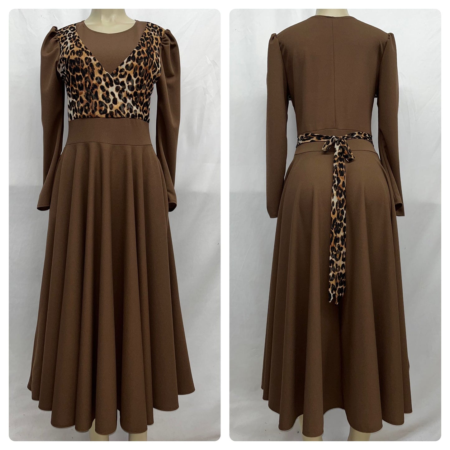 brown leopard print dress