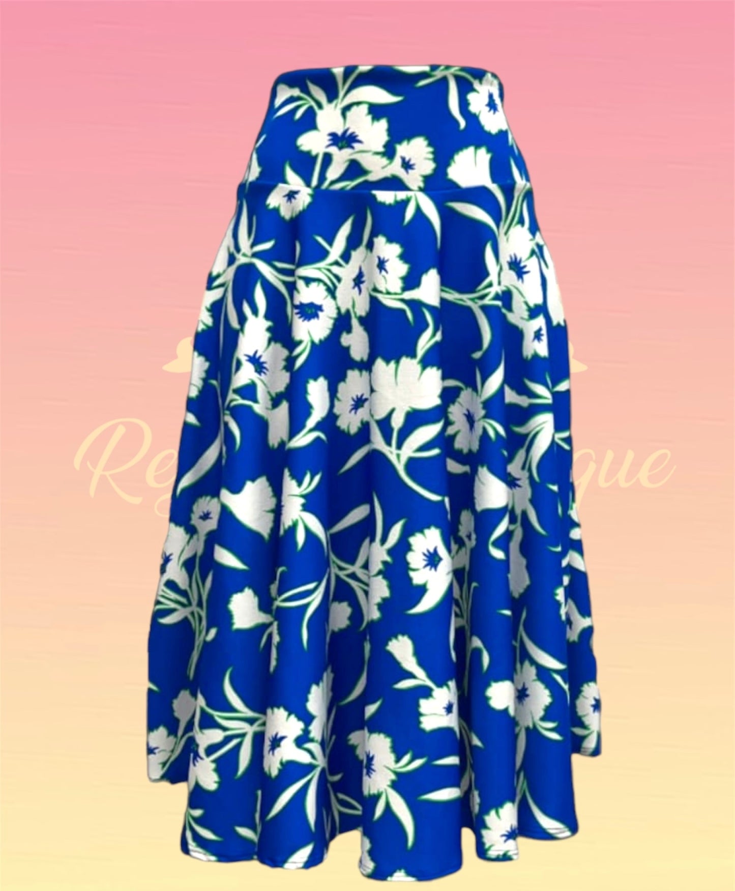 3/4 full disc skirt in blue floral