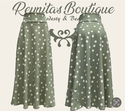 Pistachio green polka dot skirt N/B