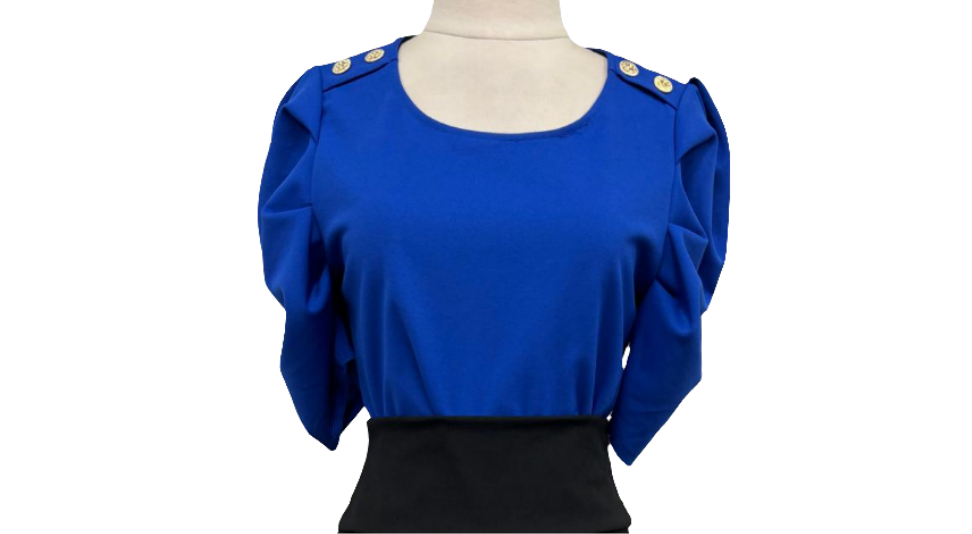 blusa con manga de princesa con botones en hombro Azul rey