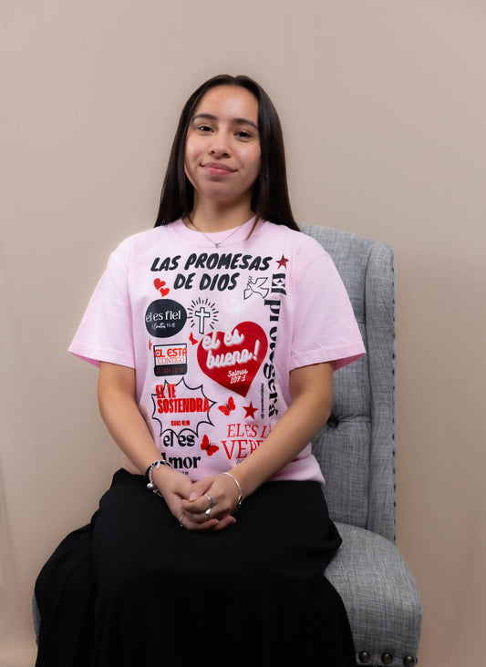 Graphic t-shirt Las promesas De Dios rosada