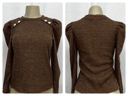 soft sweater with brown apple button