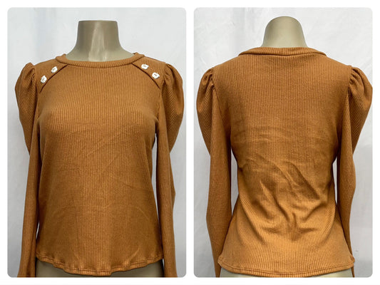 soft sweater with peach apple button