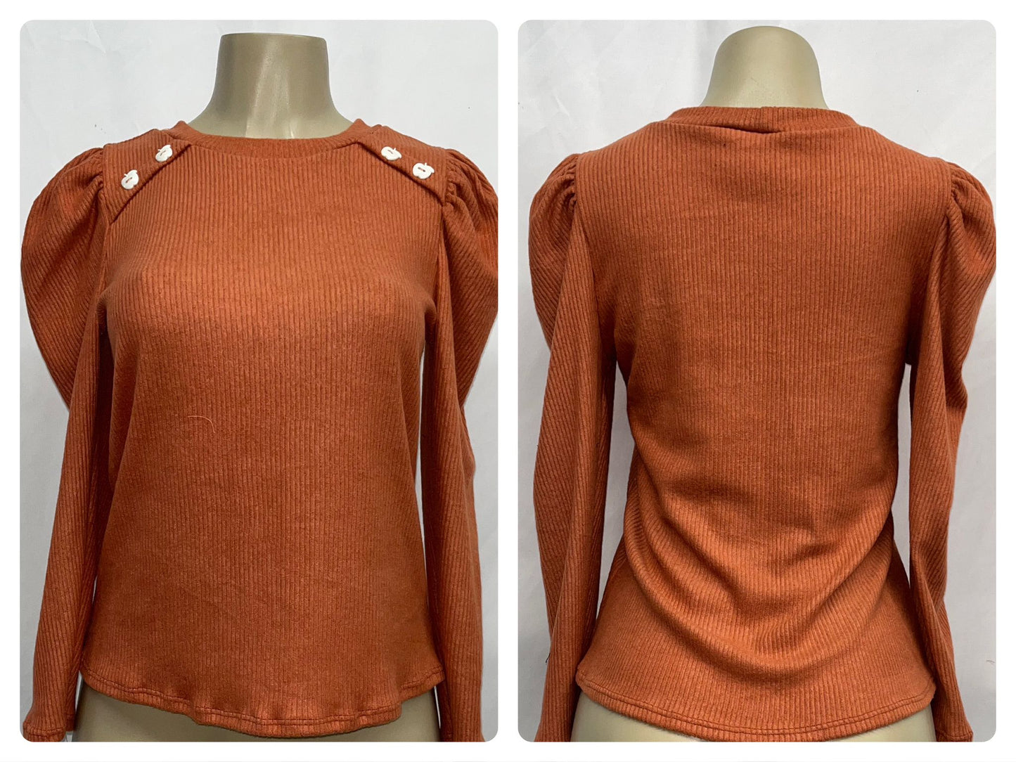 soft sweater with apple button Brick