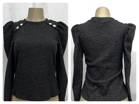 black apple button soft sweater