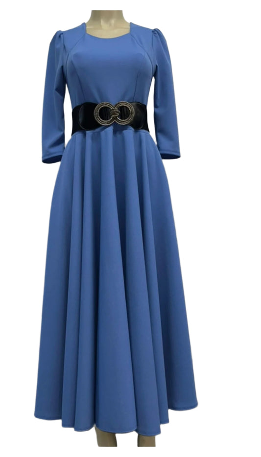 Camila blue-gray dress includes belt