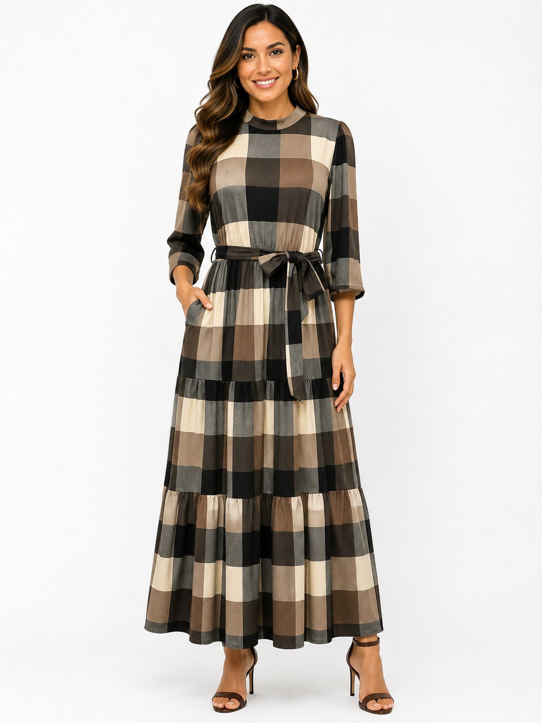 Vestido Maxi Estampado con Cinturón de Lazo