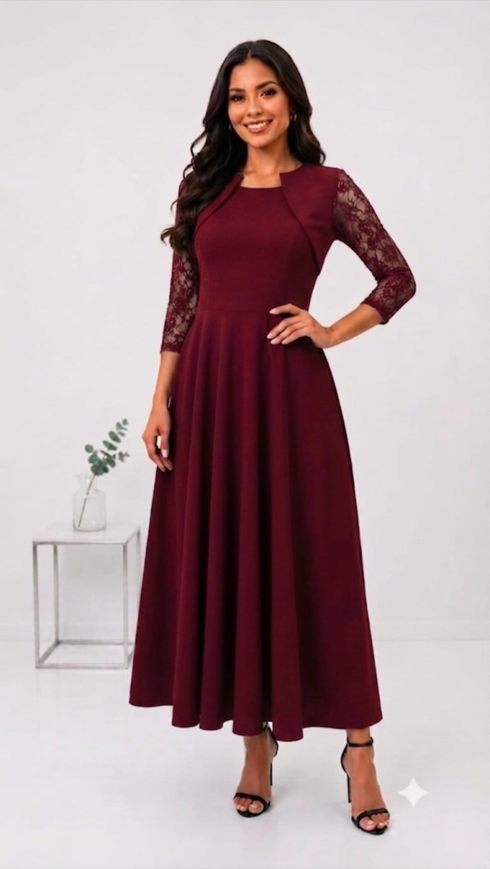 Elegant Maxi Dress with Lace Top