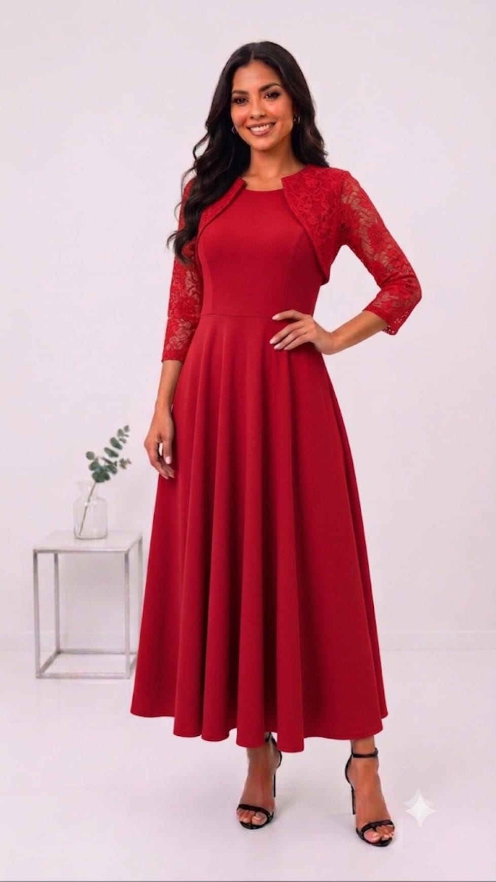 Elegant Maxi Dress with Lace Top