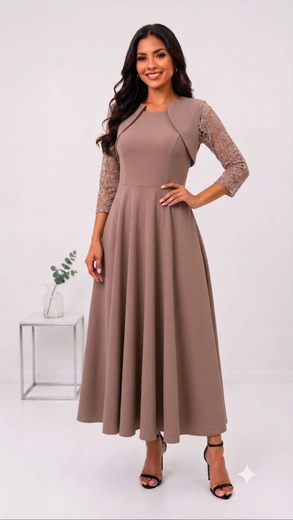 Elegant Maxi Dress with Lace Top