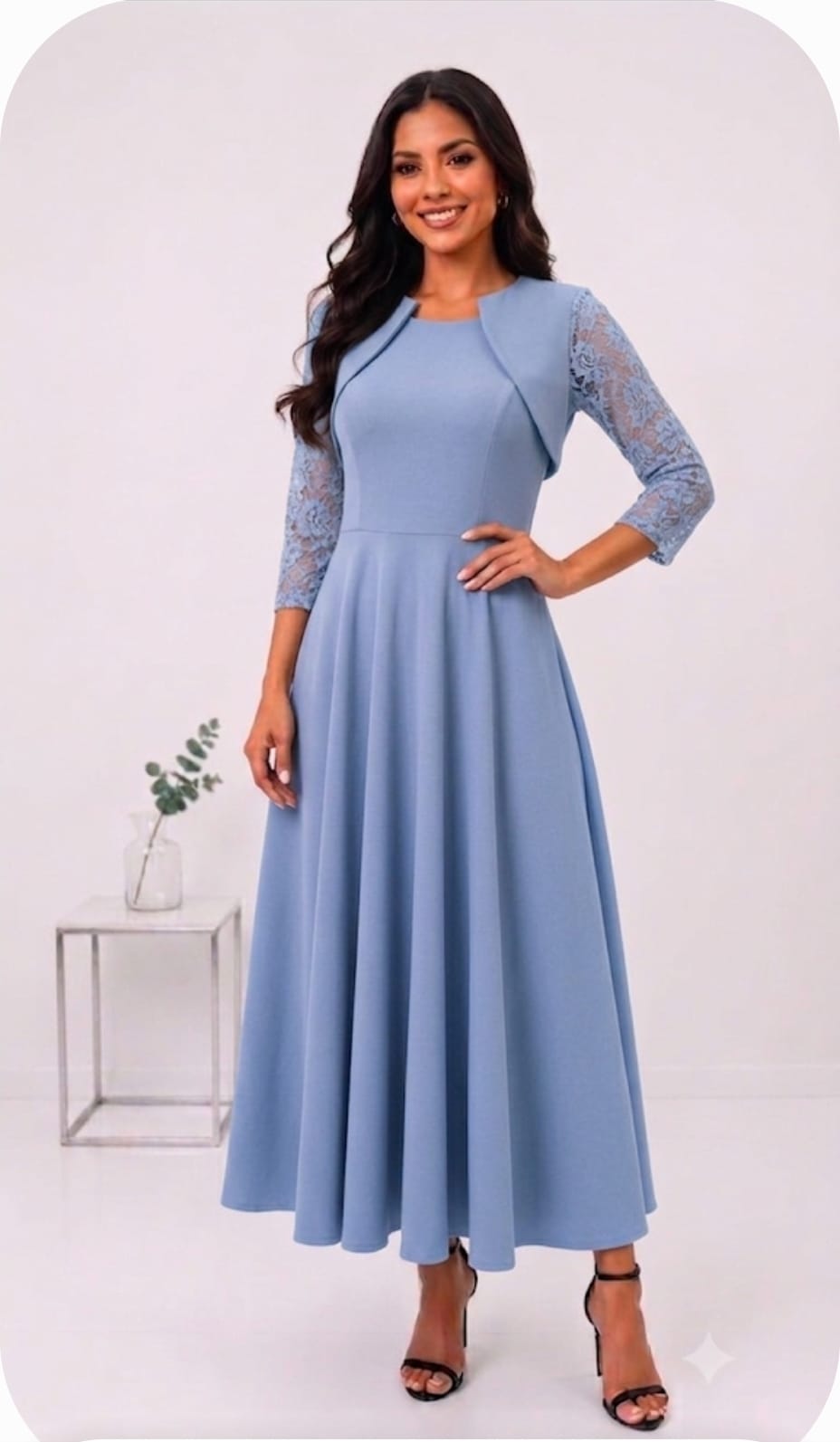 Elegant Maxi Dress with Lace Top