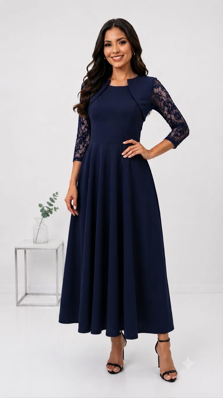 Elegant Maxi Dress with Lace Top