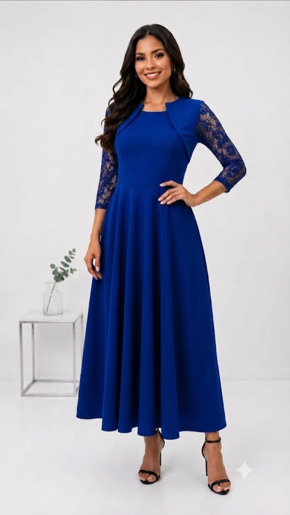 Elegant Maxi Dress with Lace Top