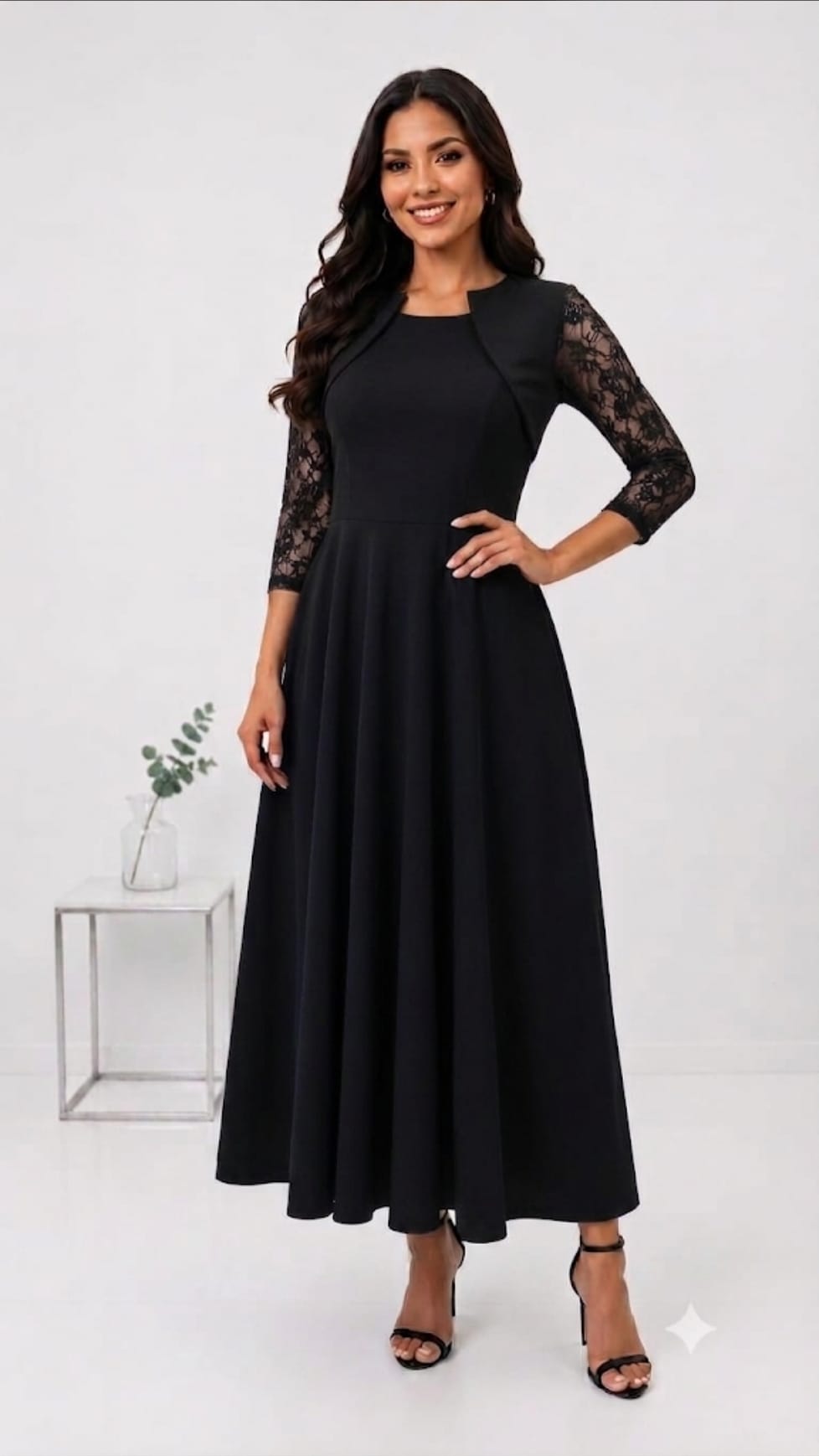 Elegant Maxi Dress with Lace Top