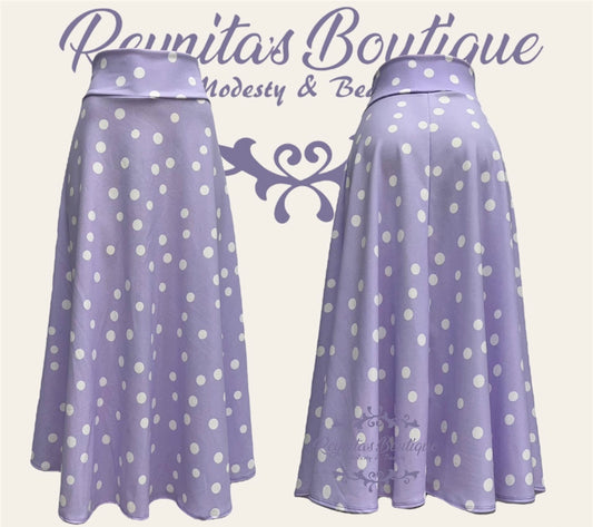 Falda lila de lunares N/B