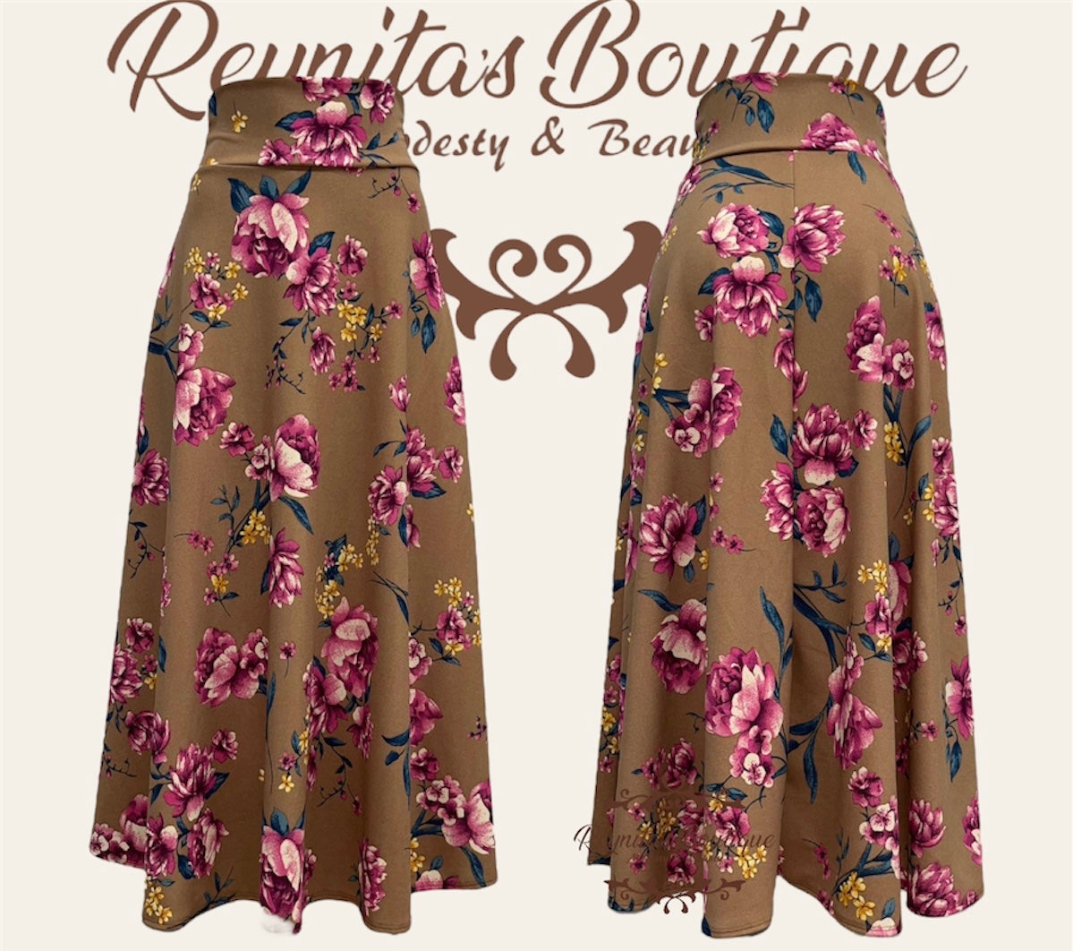 brown skirt with flowers