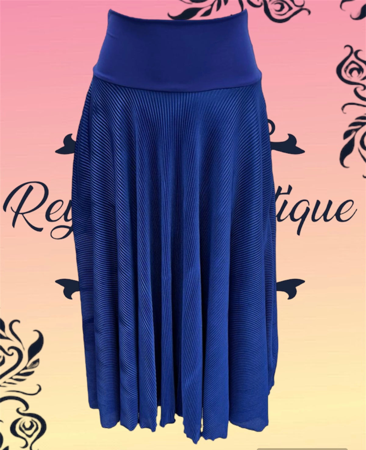 royal blue ruched long full disco skirt