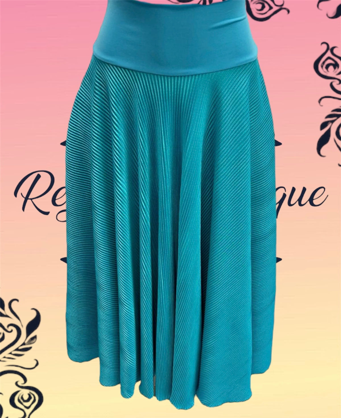 light blue long ruched full disco skirt