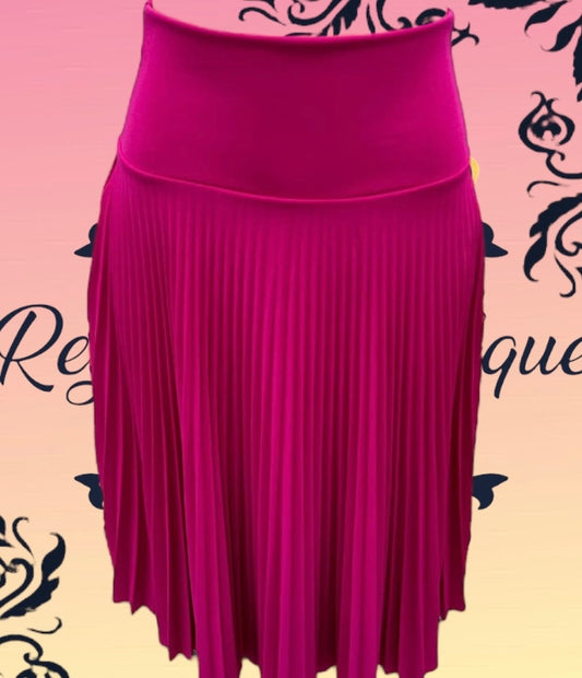 Full disc pleated fuchsia skirt B