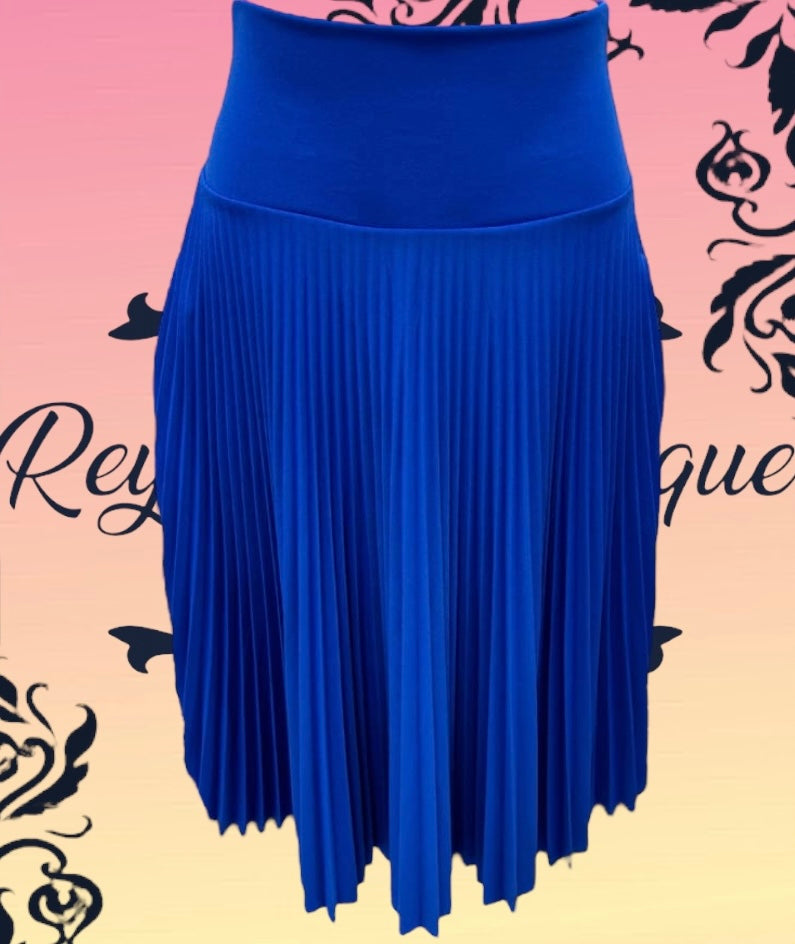 Blue pleated full disc skirt B