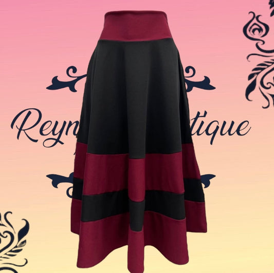 Black and maroon striped skirt B