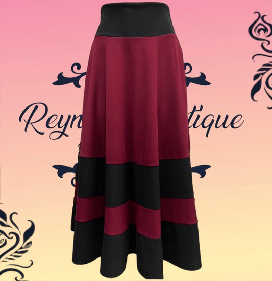Maroon and black striped skirt B