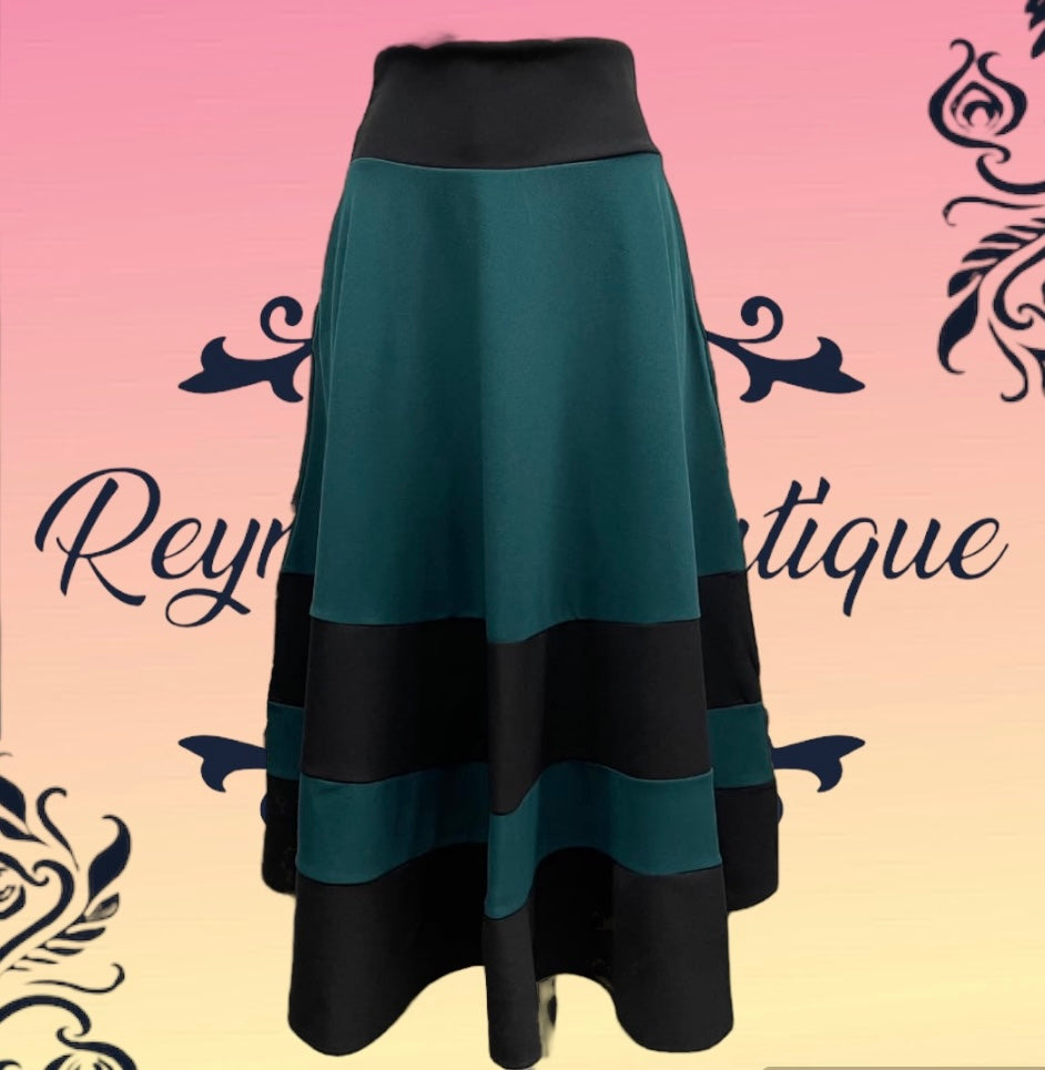 Green and black striped skirt B