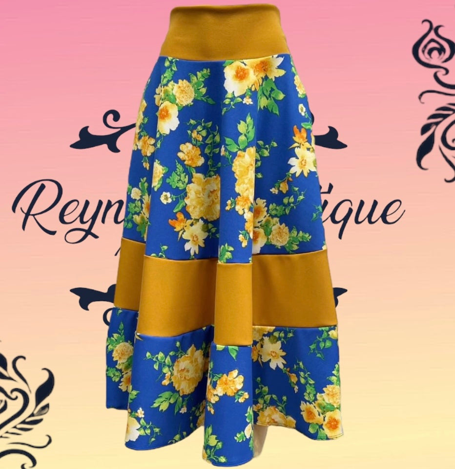 blue floral skirt yellow stripes B