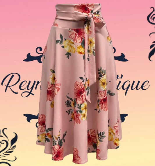 pink floral skirts with ribbon B