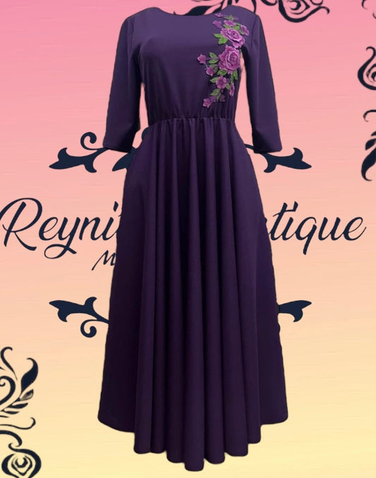 Purple dress with purple rose design