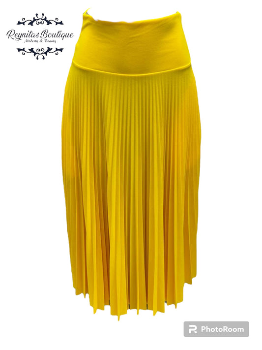 Yellow pleated disco skirt full length B