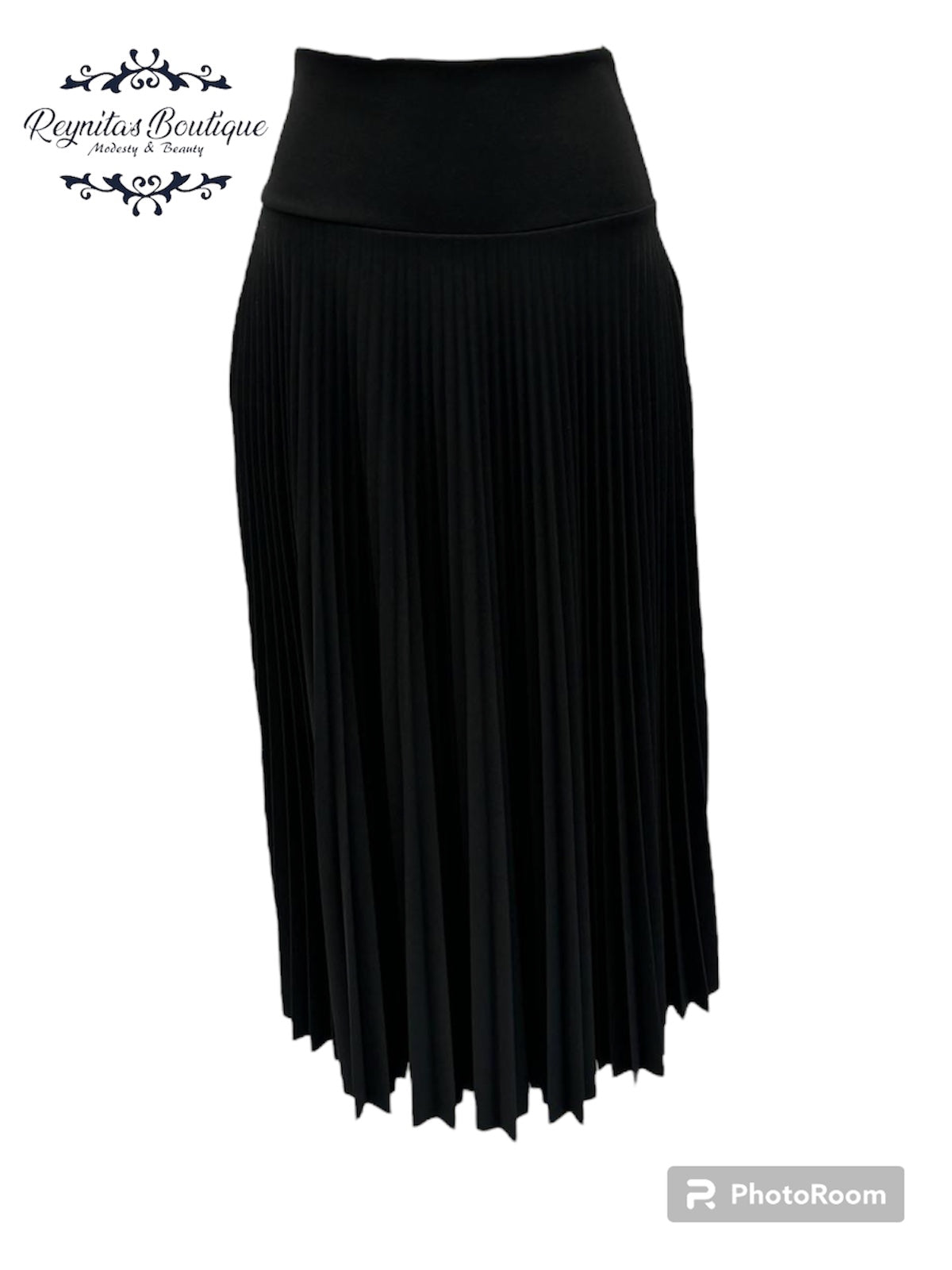 Black pleated disco skirt full length B