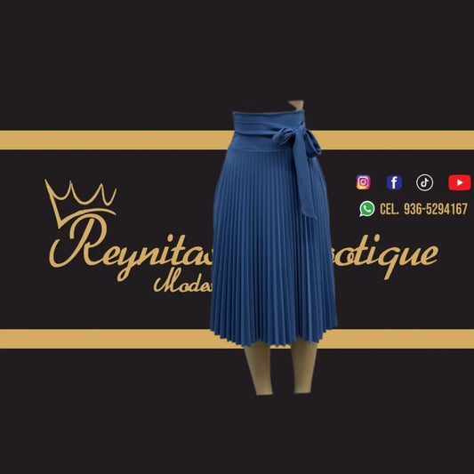falda celeste plisada
