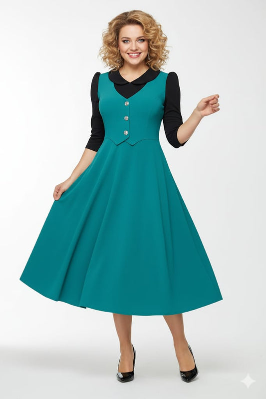 vestido verde Agua clásico
