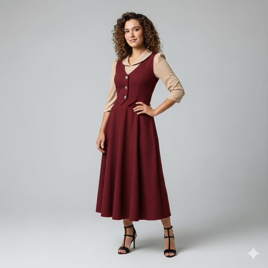 vestido vino clásico