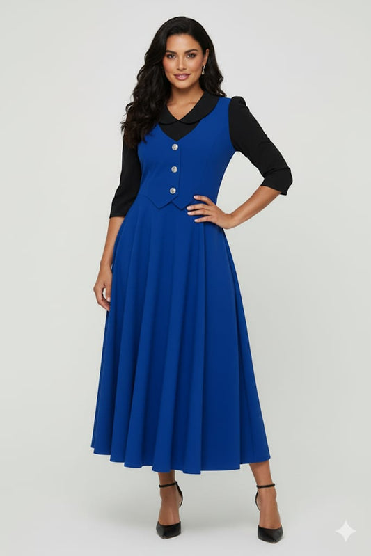 vestido Azul rey clásico