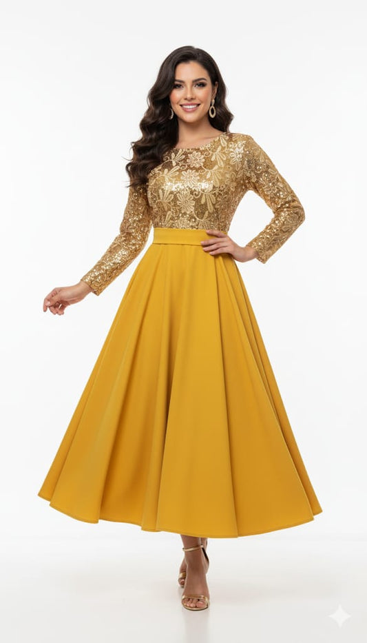 vestido oro radiante