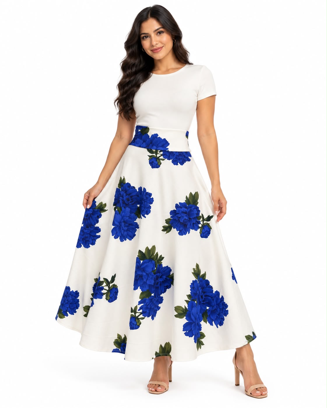 Classic Floral High-Waisted Maxi Skirt