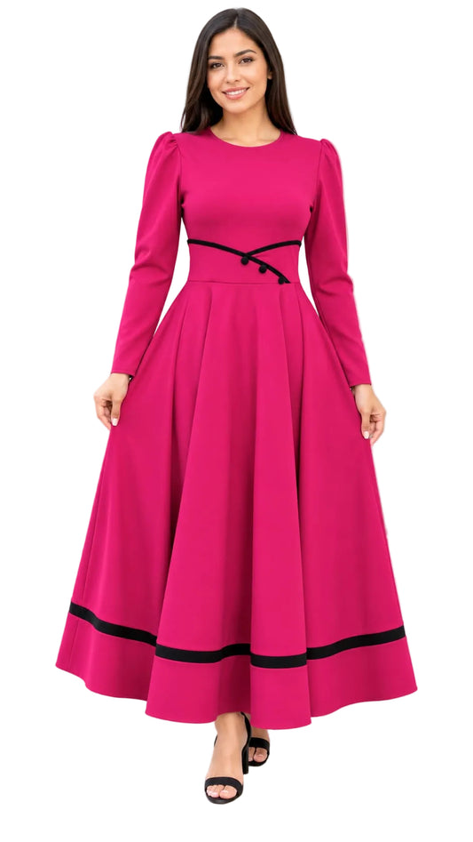 Elegant Midi Dress with Waist Detail