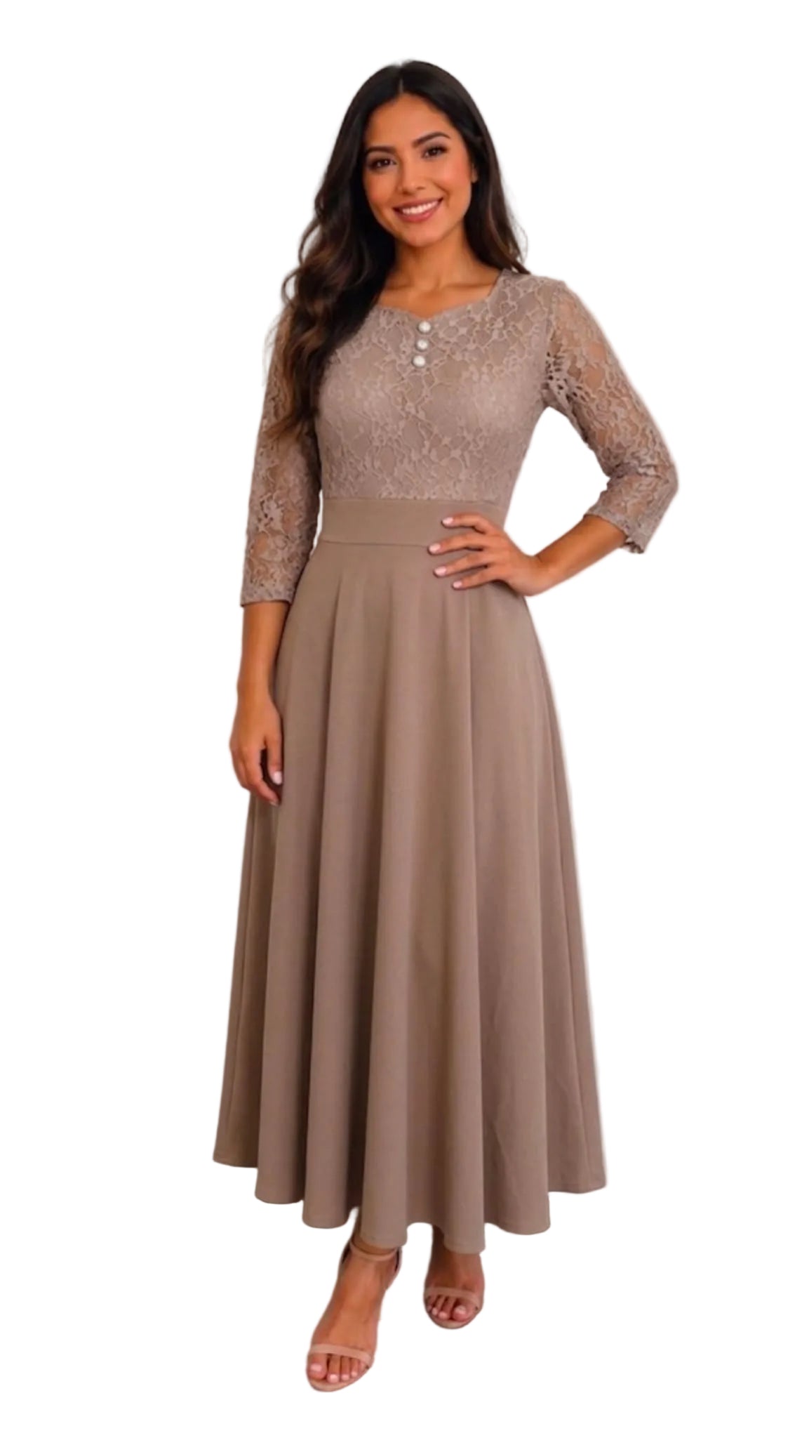Vestido Maxi Elegante con Top de Encaje