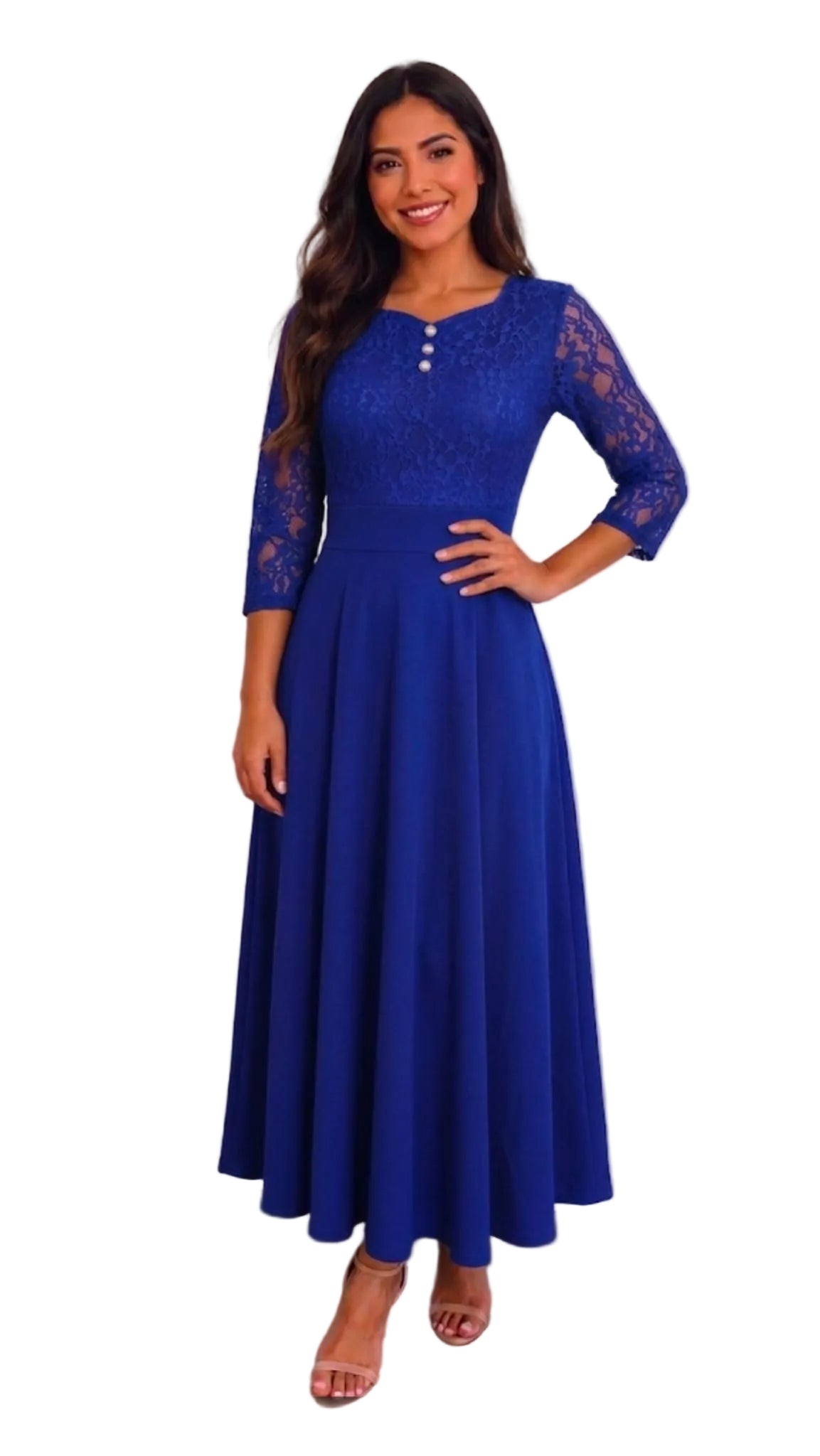 Vestido Maxi Elegante con Top de Encaje