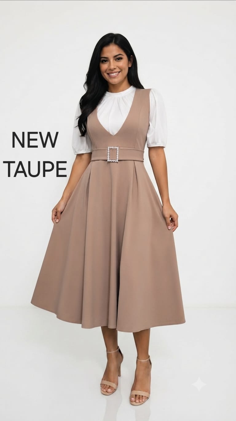Elegant Belted Pinafore Midi Overall