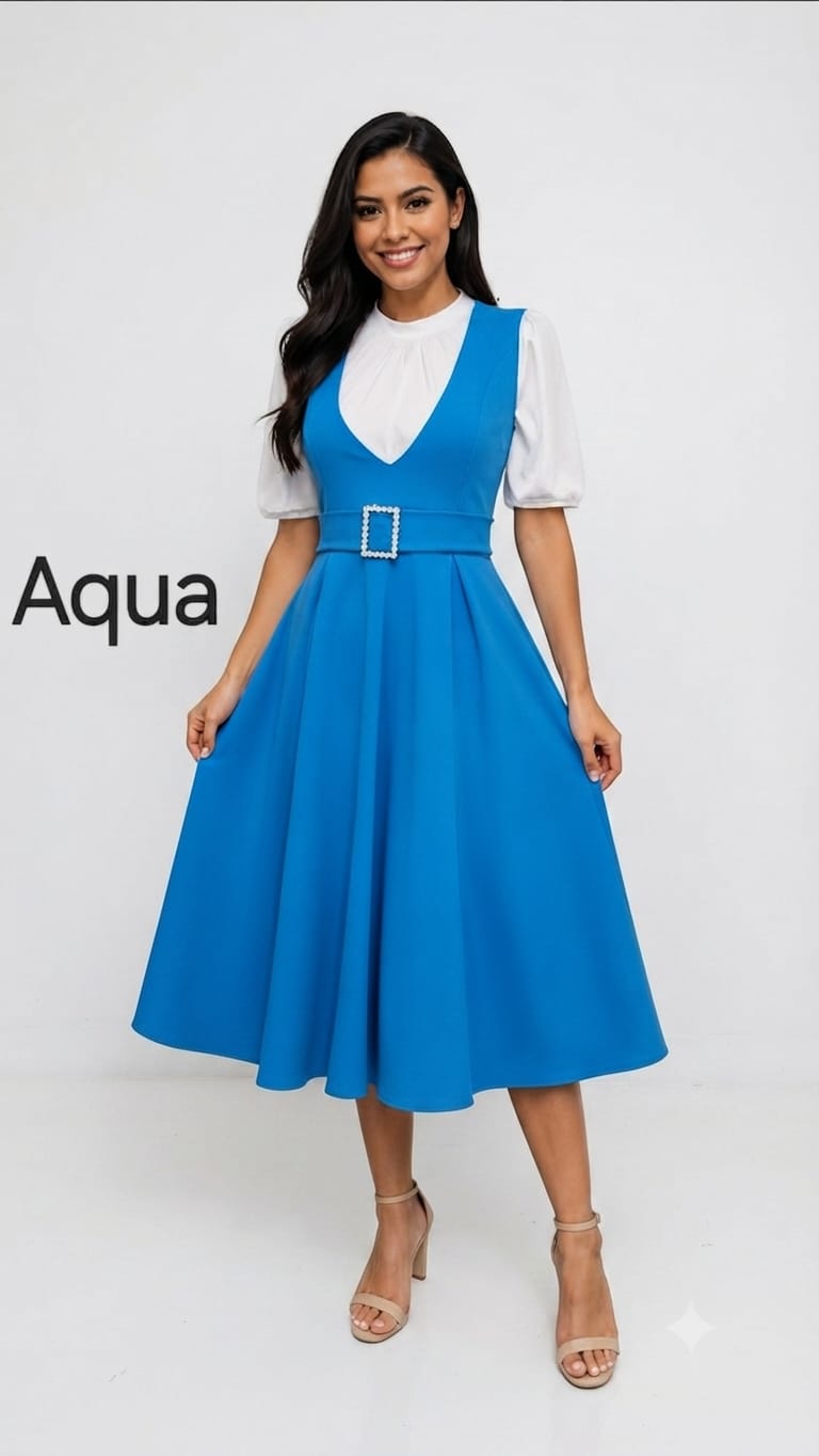 Elegant Belted Pinafore Midi Overall