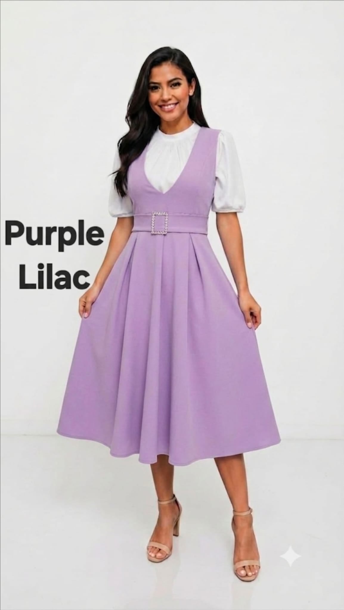 Elegant Belted Pinafore Midi Overall