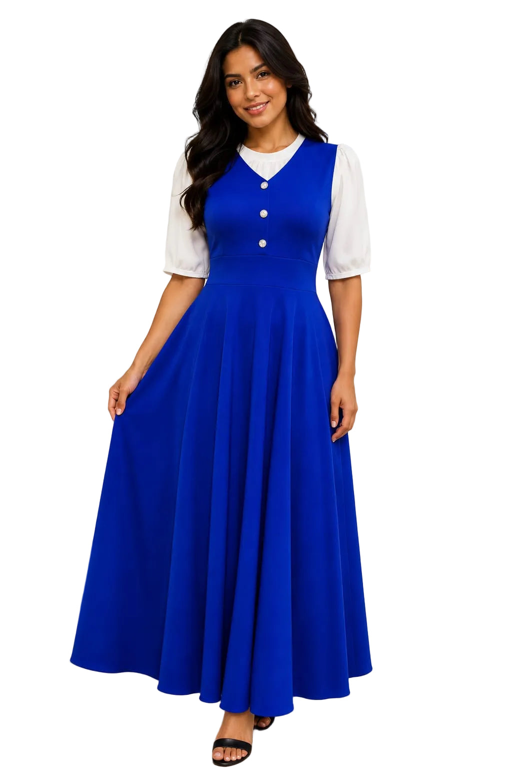 V-Neck Pinafore Jumper Dress