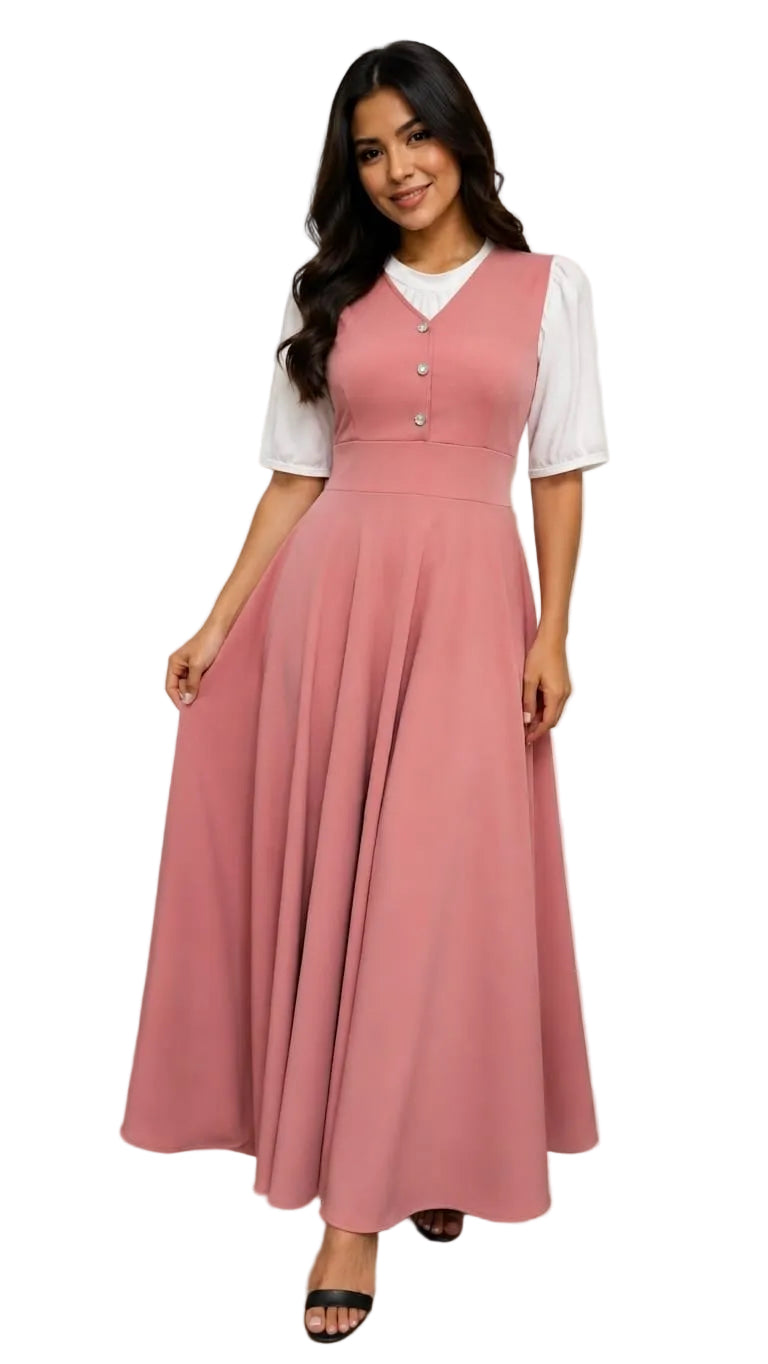 V-Neck Pinafore Jumper Dress