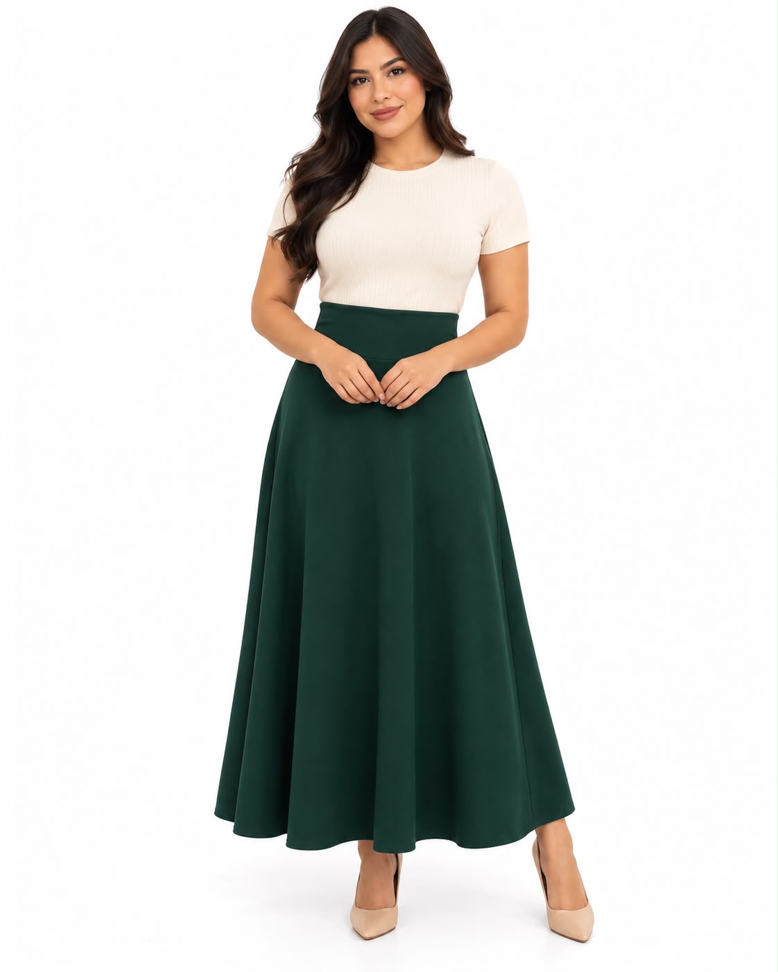 Classic High-Waisted Solid Colored Maxi Skirt